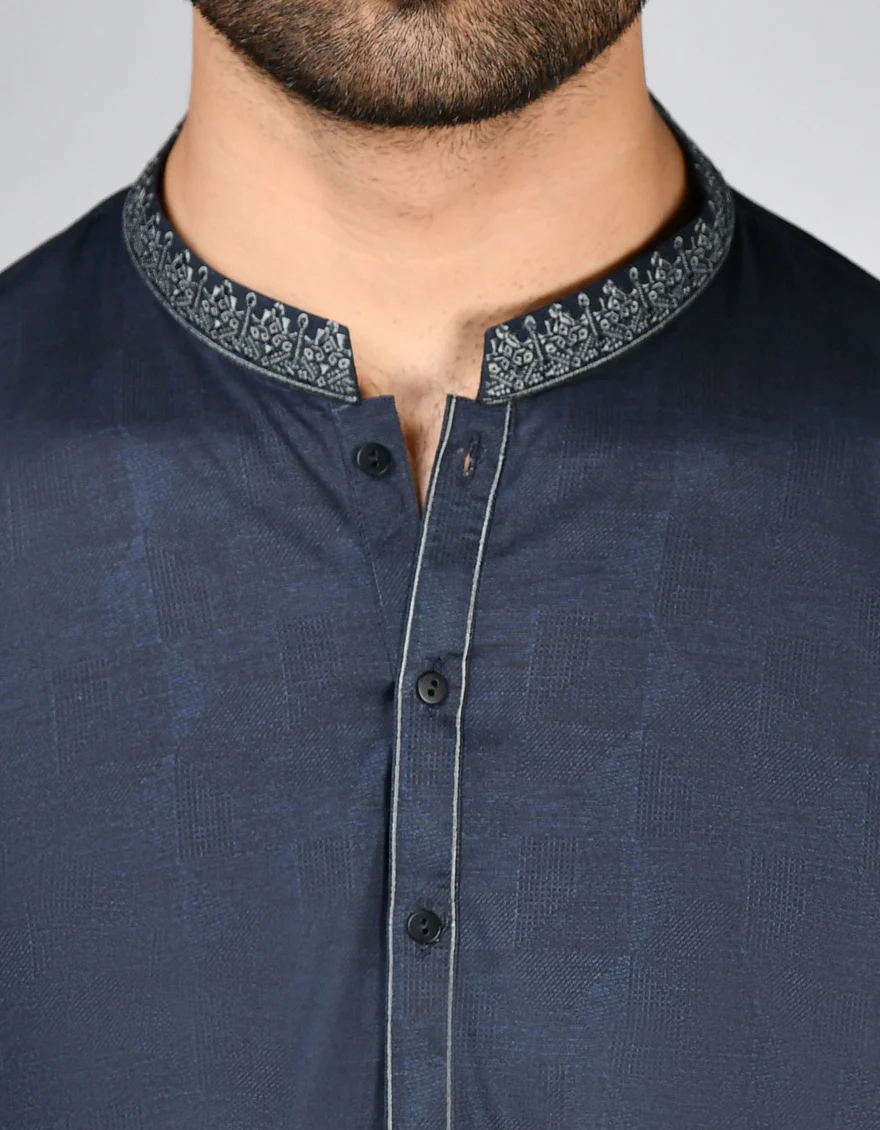 NAVY BLUE COTTON KURTA | JJK-A-33102/S24/JJ8771-SF - Image 3