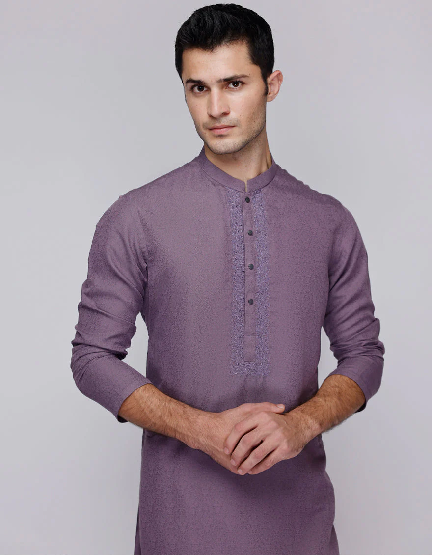 LIGHT PURPLE BLENDED KURTA | JJK-A-33114/S25/JJ9413-SF - Image 2