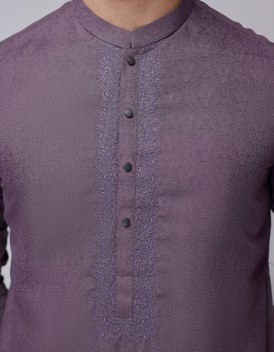 LIGHT PURPLE BLENDED KURTA | JJK-A-33114/S25/JJ9413-SF - Image 3
