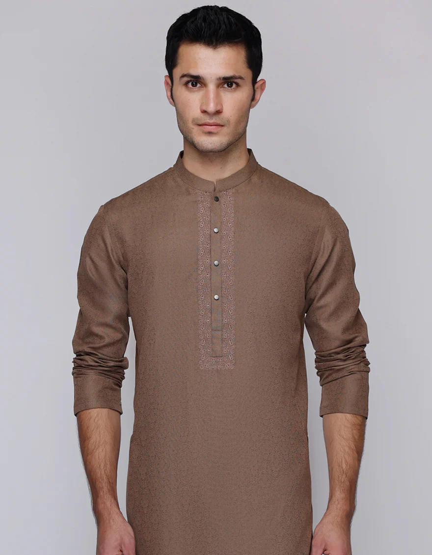 BROWN BLENDED KURTA | JJK-A-33115/S25/JJ9413-SF - Image 3