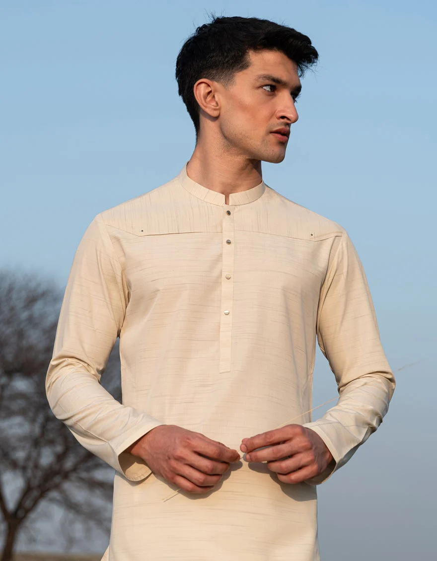 WHITE BLENDED KURTA | JJK-A-33124/S24/JJ9572-CL - Image 4