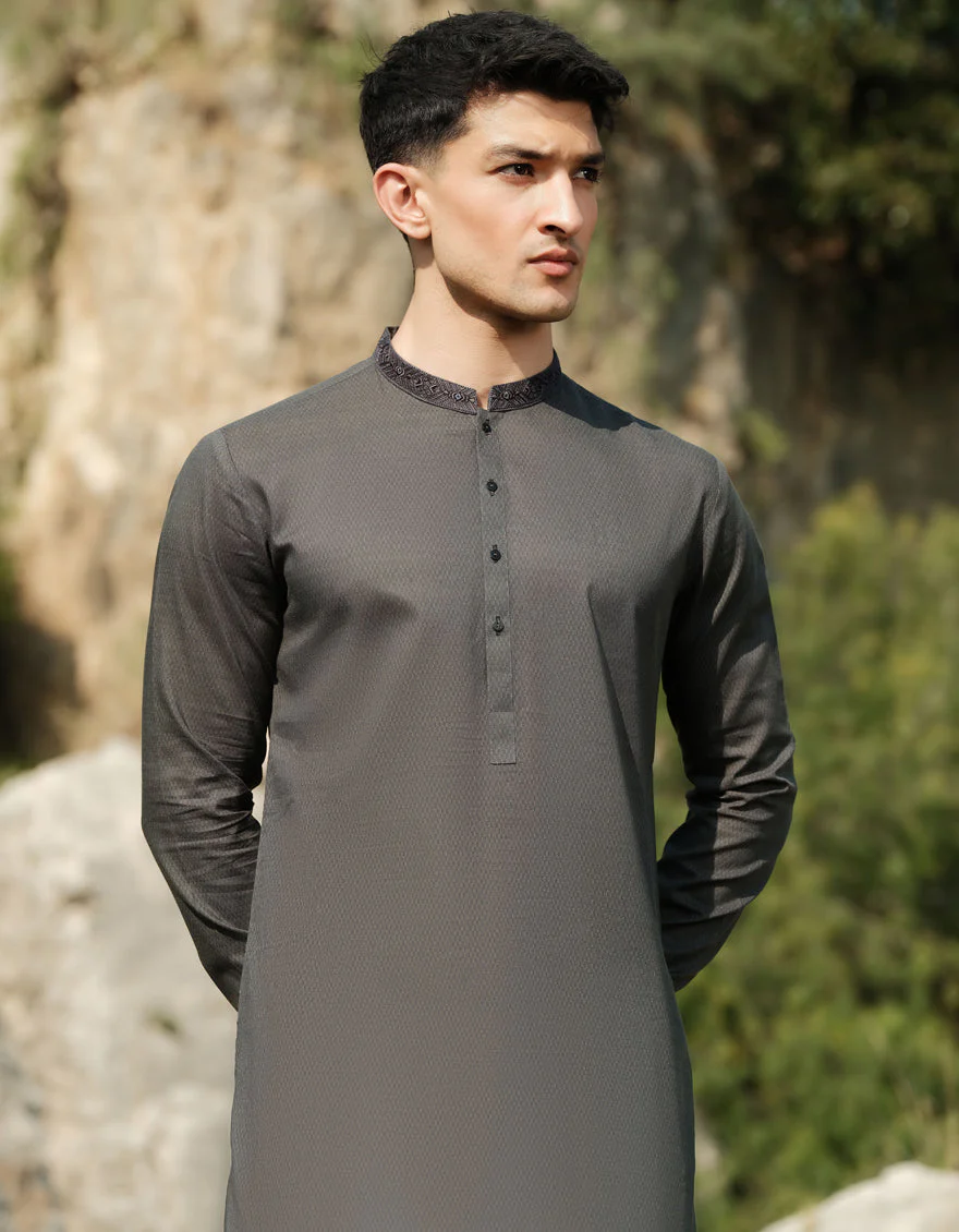 DARK GREY COTTON KURTA | JJK-A-33140/S24/JJ9552-SF - Image 2