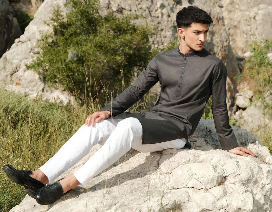 DARK GREY COTTON KURTA | JJK-A-33140/S24/JJ9552-SF - Image 4