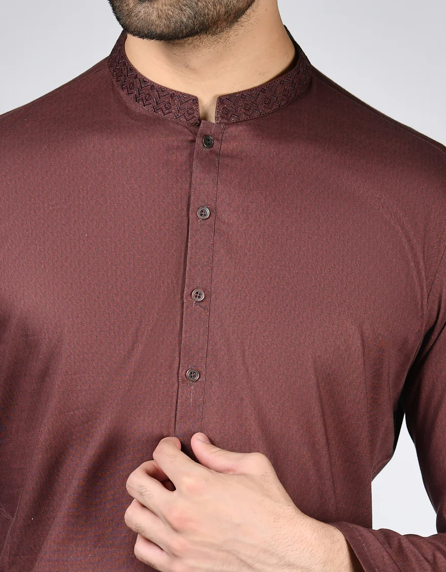 MAROON COTTON KURTA | JJK-A-33141/S24/JJ9552-SF - Image 3