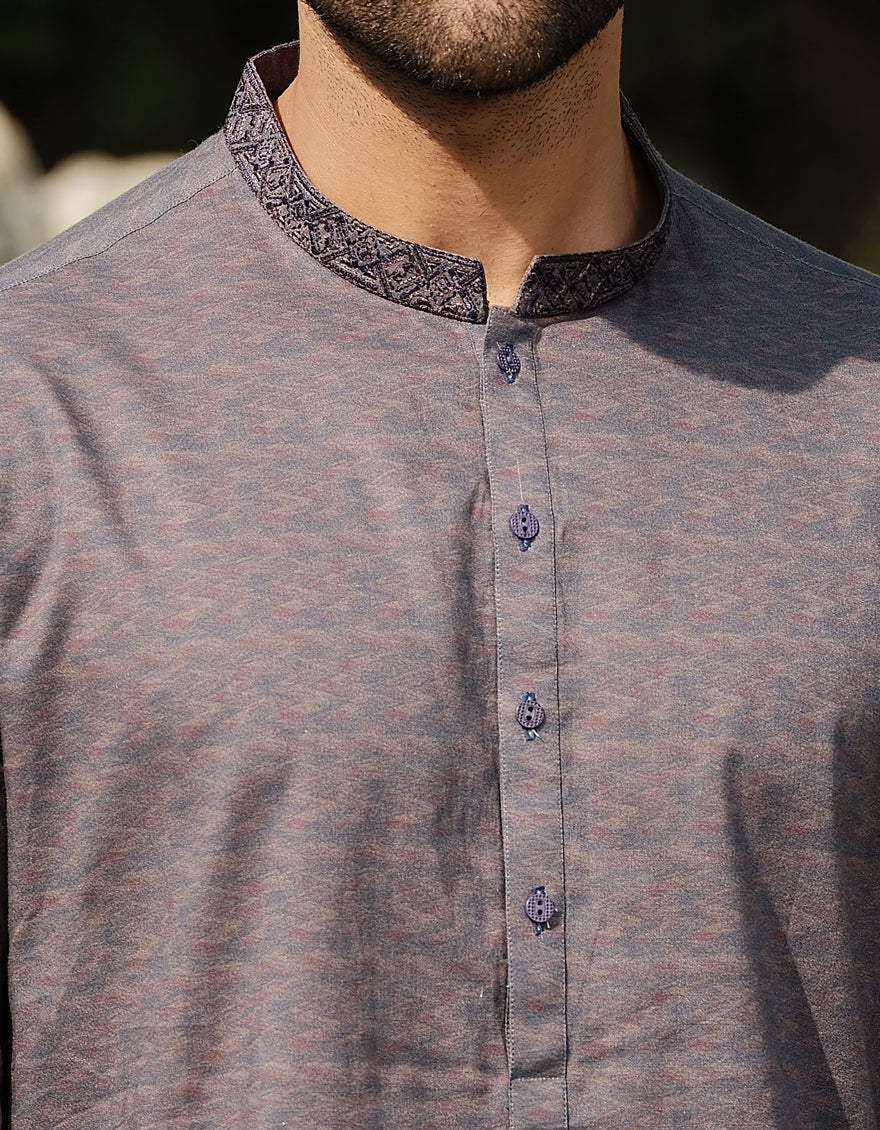 BLUISH PURPLE COTTON KURTA | JJK-A-33142/S24/JJ9552-SF - Image 3