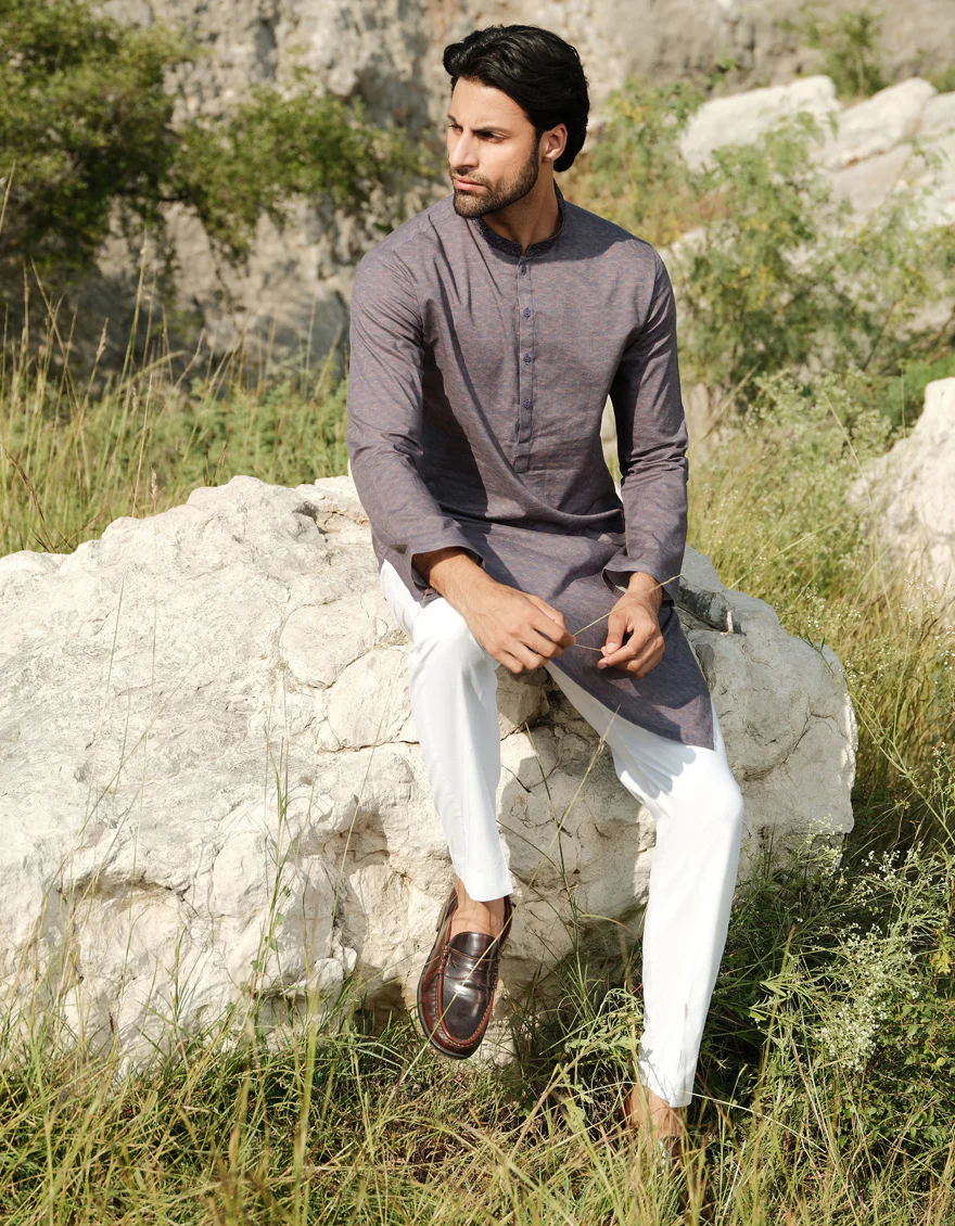 BLUISH PURPLE COTTON KURTA | JJK-A-33142/S24/JJ9552-SF - Image 4