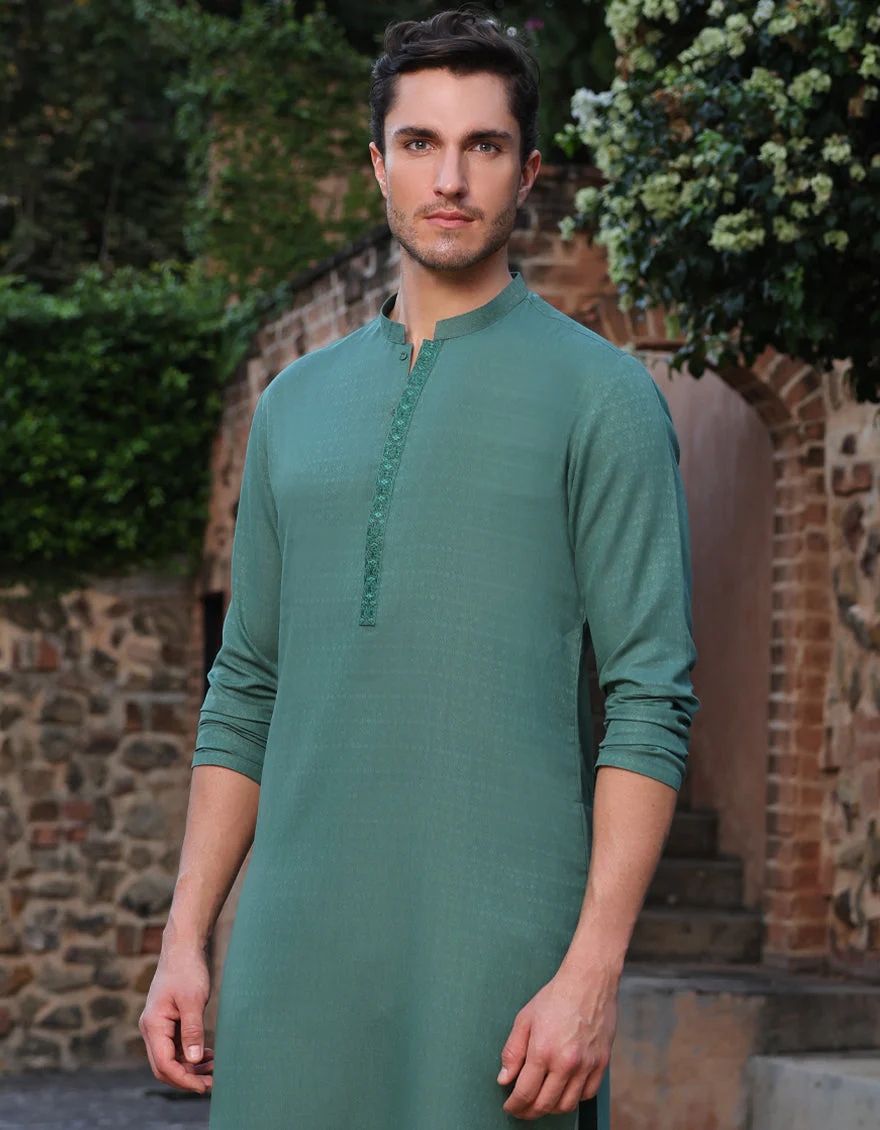 GREEN BLENDED KURTA | JJK-A-33148/S24/JJ9414-SF - Image 2