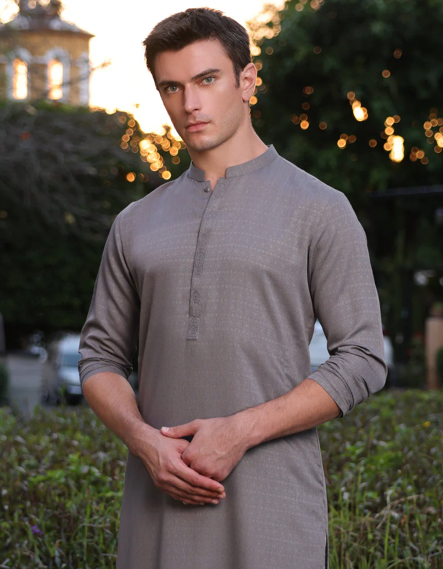 MUD GREY BLENDED KURTA | JJK-A-33149/S25/JJ9414-SF - Image 2