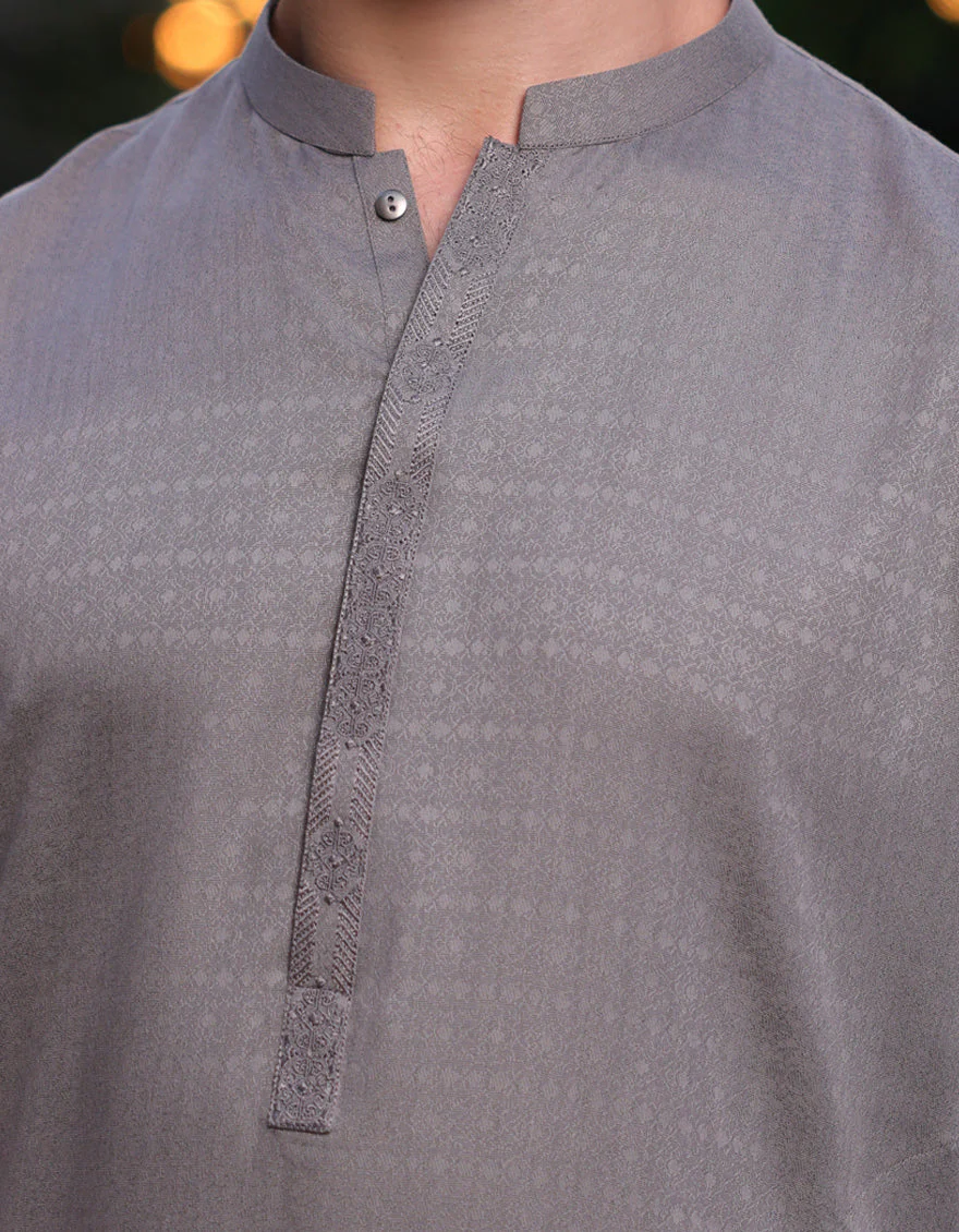 MUD GREY BLENDED KURTA | JJK-A-33149/S25/JJ9414-SF - Image 3