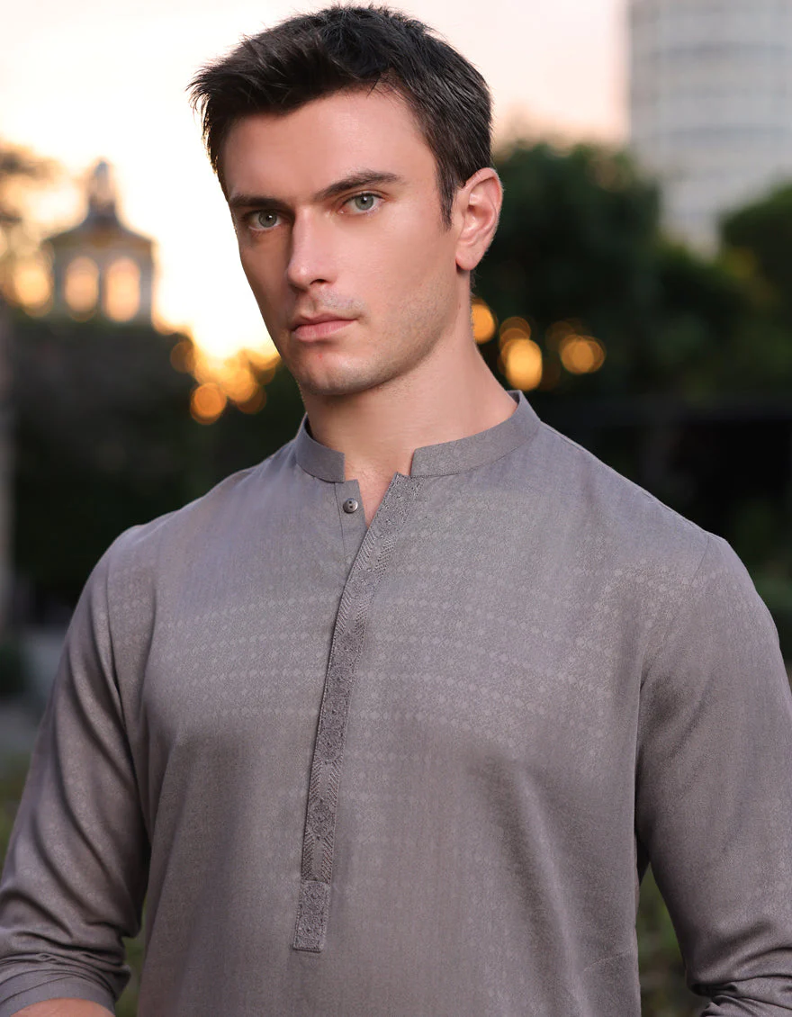 MUD GREY BLENDED KURTA | JJK-A-33149/S25/JJ9414-SF - Image 4