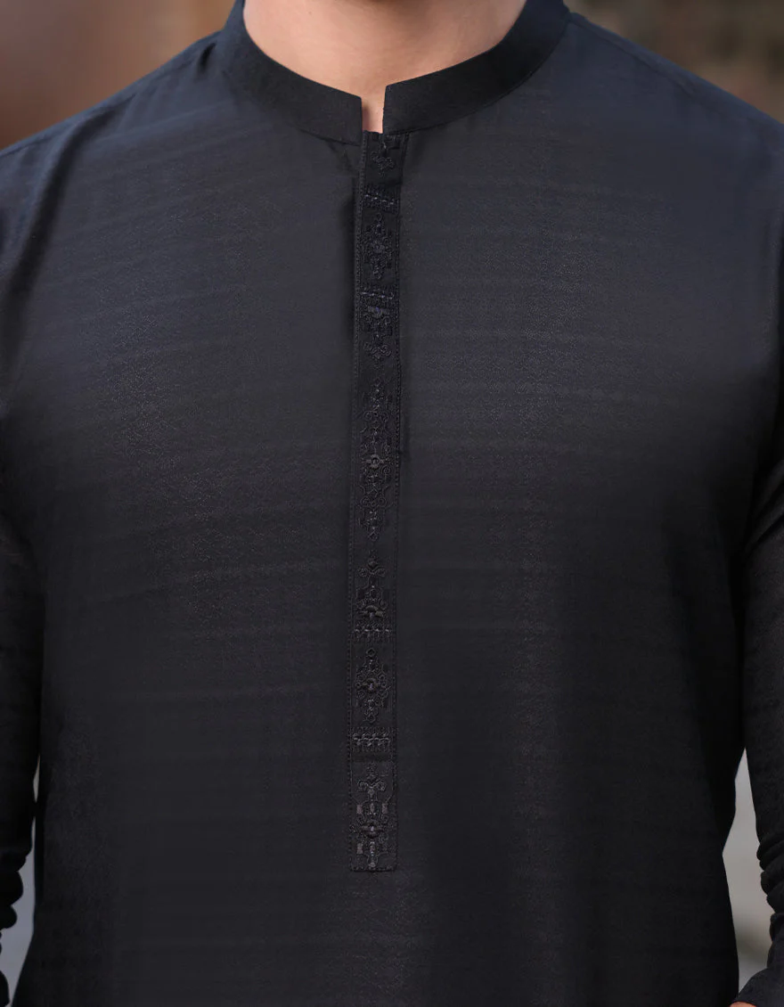 BLACK BLENDED KURTA | JJK-A-33150/S24/JJ9414-SF - Image 3