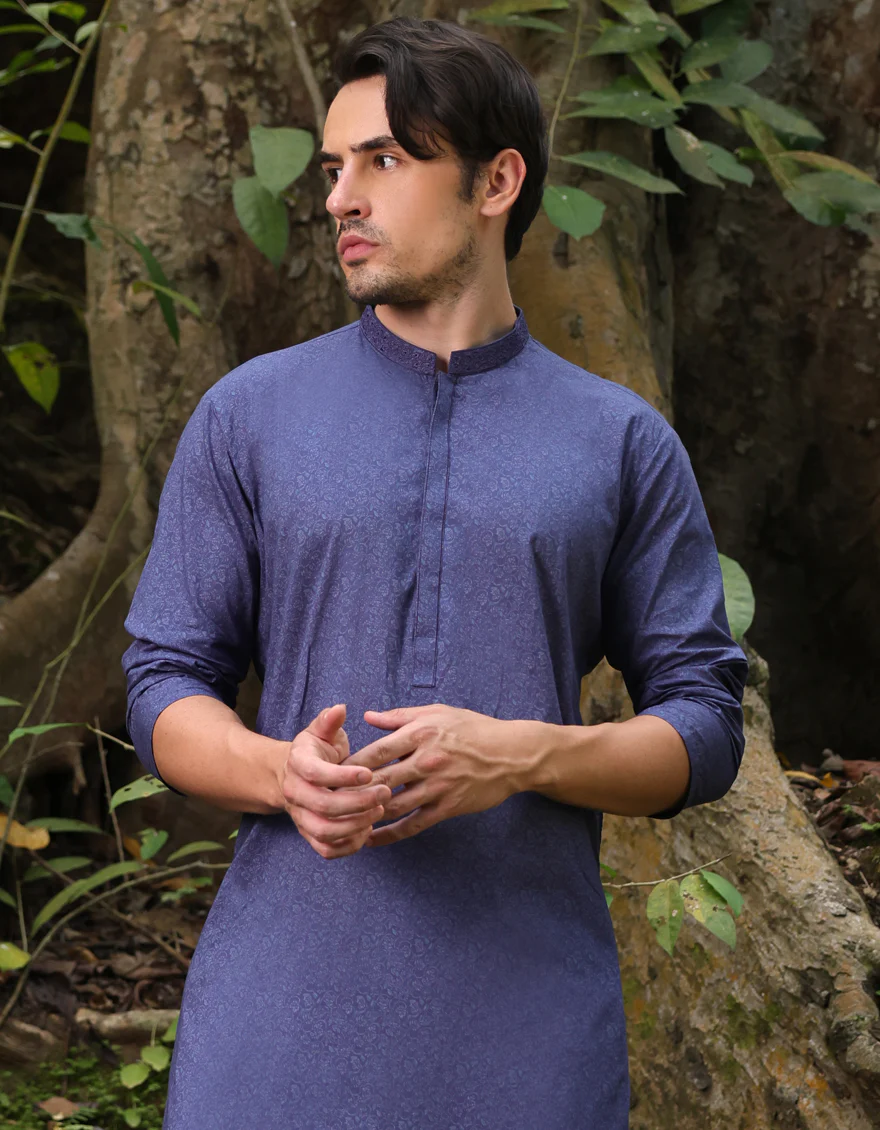 BLUE COTTON KURTA | JJK-A-33209/S25/JJ9774-SF - Image 2