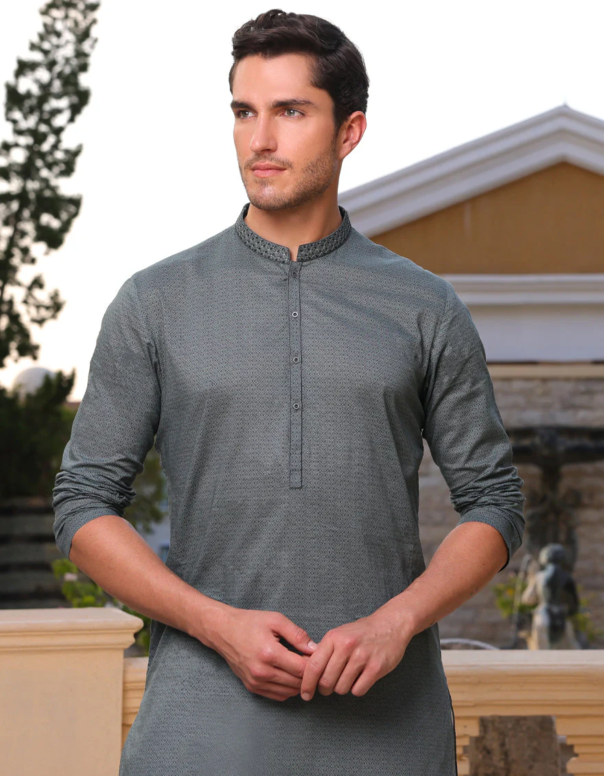 GREEN COTTON KURTA | JJK-A-33211/S25/JJ9774-SF - Image 2