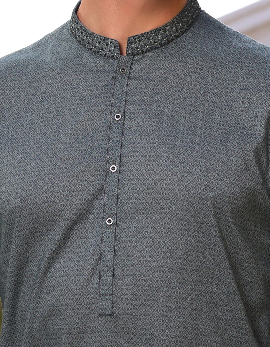 GREEN COTTON KURTA | JJK-A-33211/S25/JJ9774-SF - Image 3