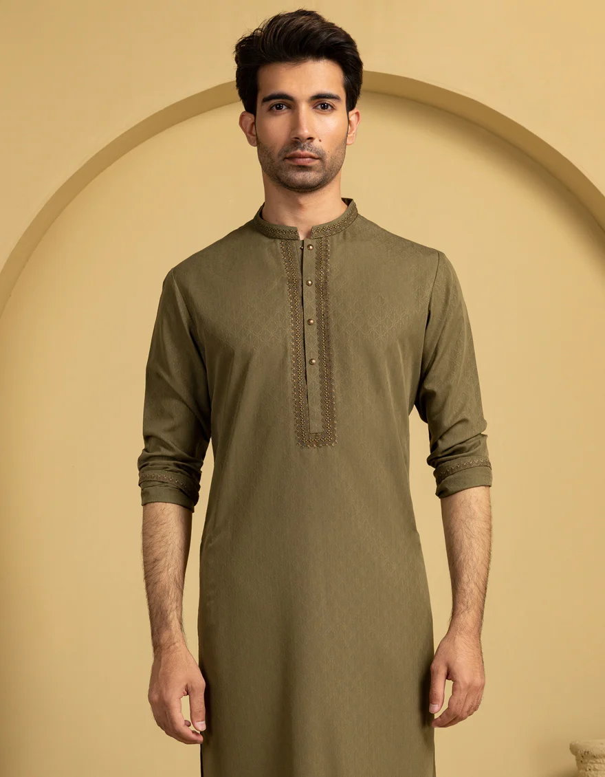 GREEN BLENDED KURTA | JJK-A-33289/S25/JJ93 - Image 2