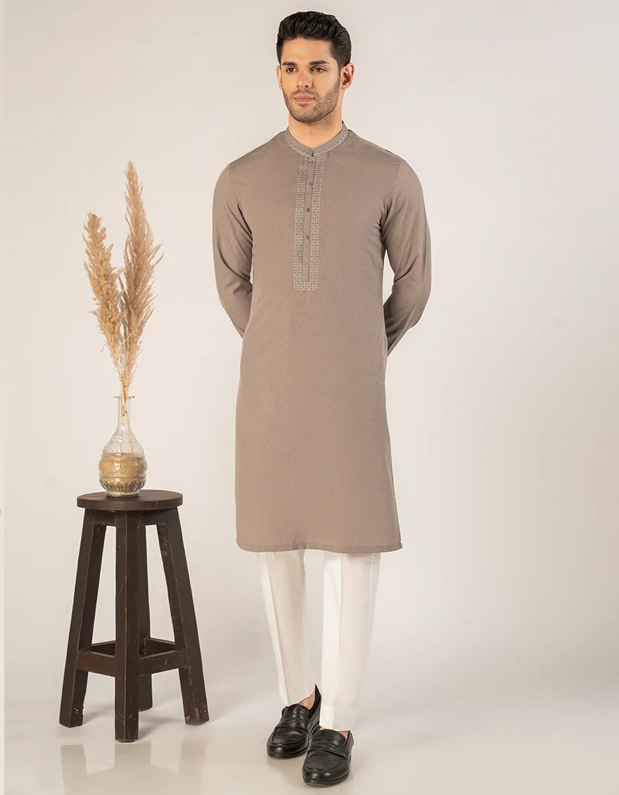 DULL BROWN BLENDED KURTA | JJK-A-33290/S25/JJ9355-SF