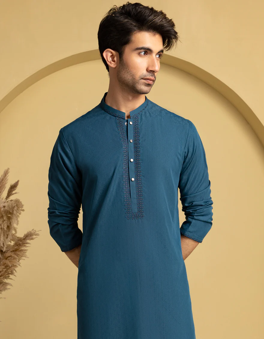 BLUE BLENDED KURTA | JJK-A-33291/S25/JJ93 - Image 4