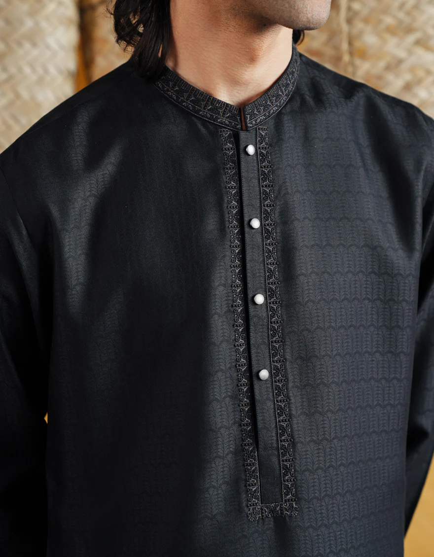 BLACK BLENDED KURTA | JJK-A-33297/S25/JJ93 - Image 4