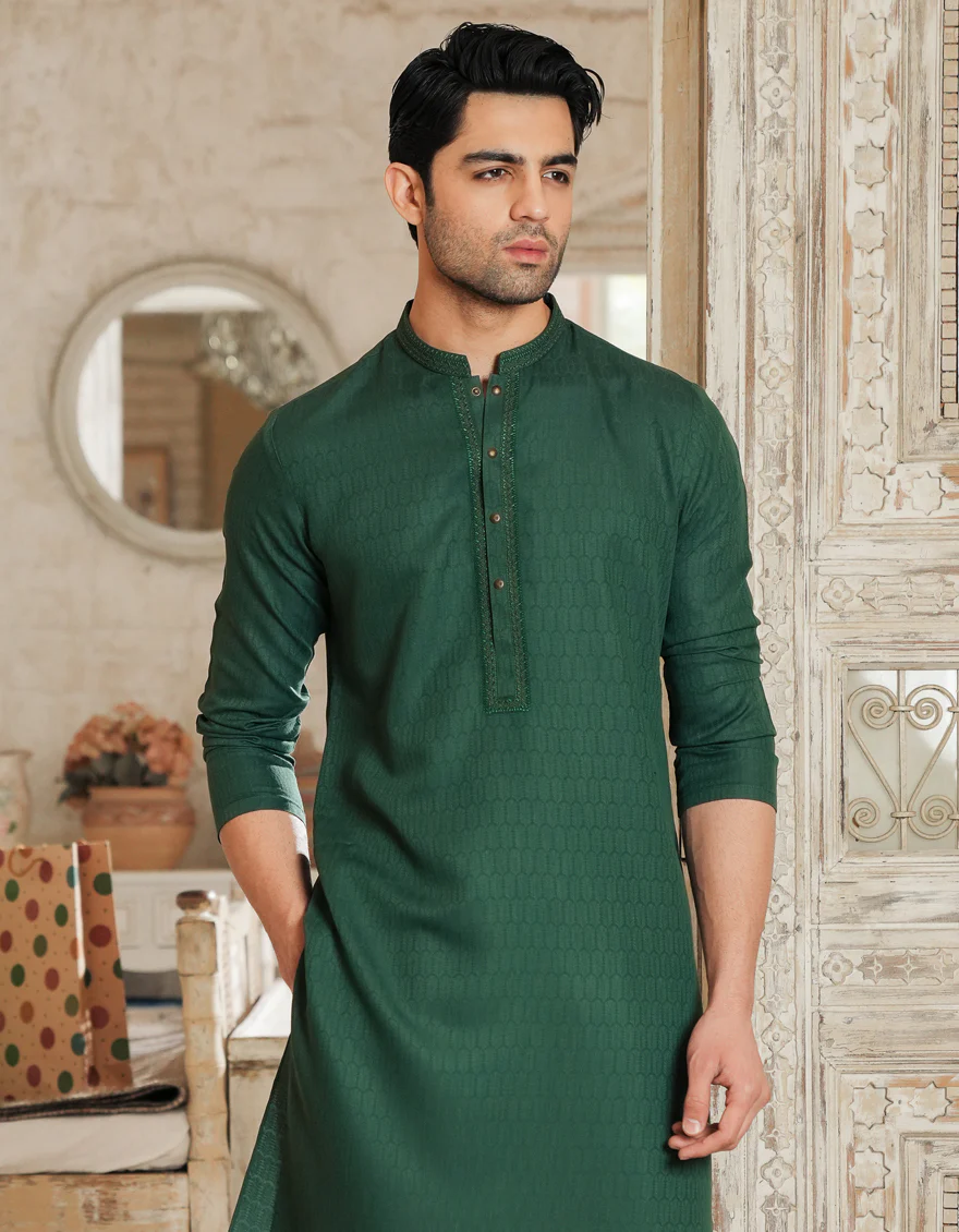 GREEN BLENDED KURTA | JJK-A-33298/S25/JJ93 - Image 3