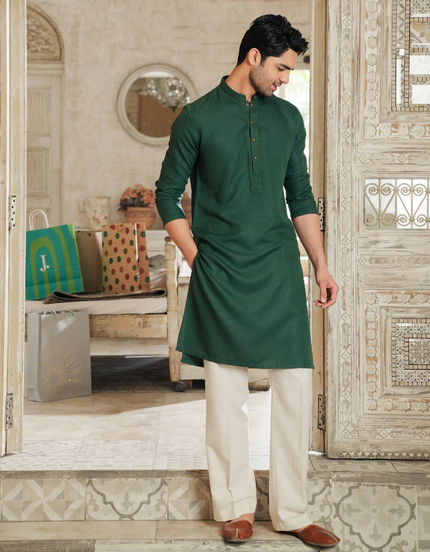 GREEN BLENDED KURTA | JJK-A-33298/S25/JJ93 - Image 4