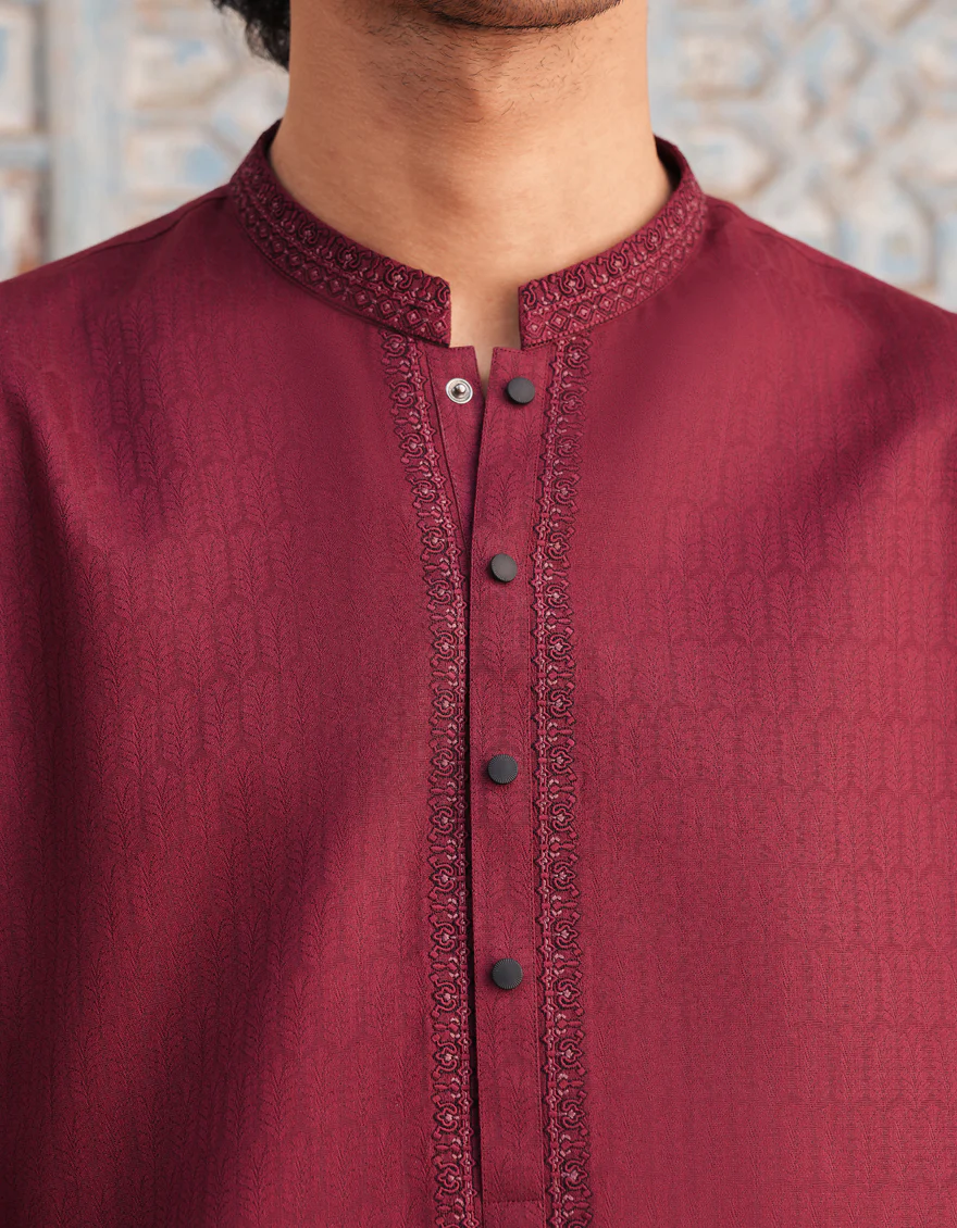 RED BLENDED KURTA | JJK-A-33299/S25/JJ93 - Image 4