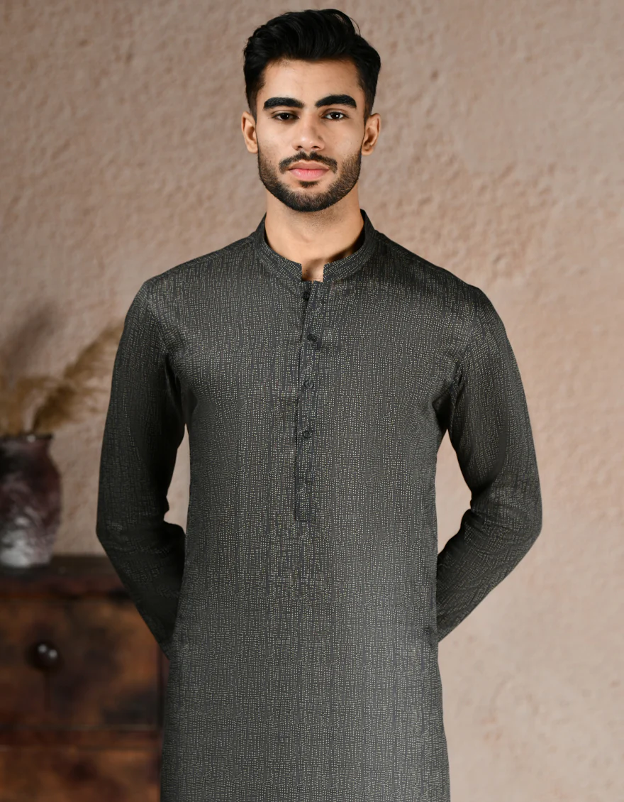 BLACK COTTON KURTA | JJK-A-33314/S25/JJ83 - Image 2