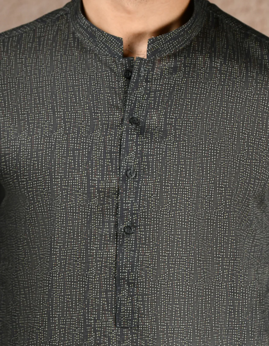 BLACK COTTON KURTA | JJK-A-33314/S25/JJ83 - Image 3
