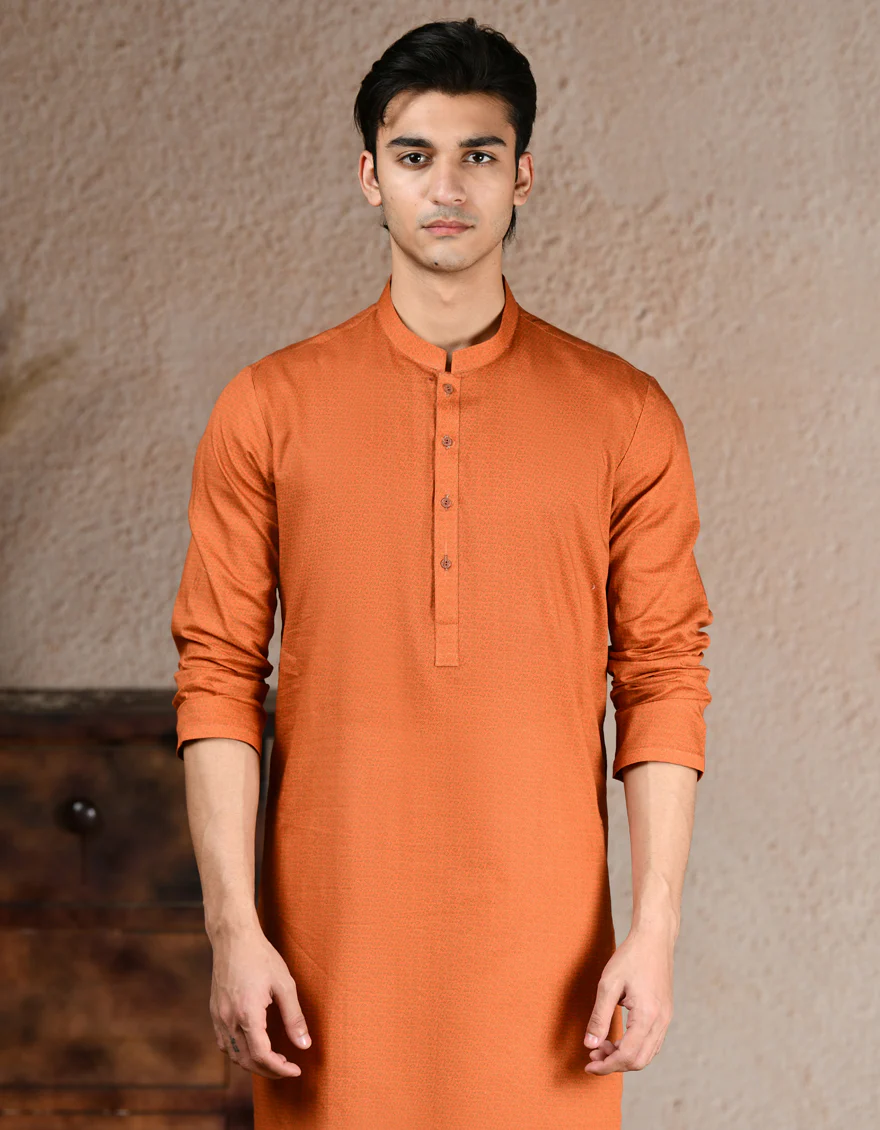 ORANGE COTTON KURTA | JJK-A-33315/S25/JJ8387-PN - Image 2
