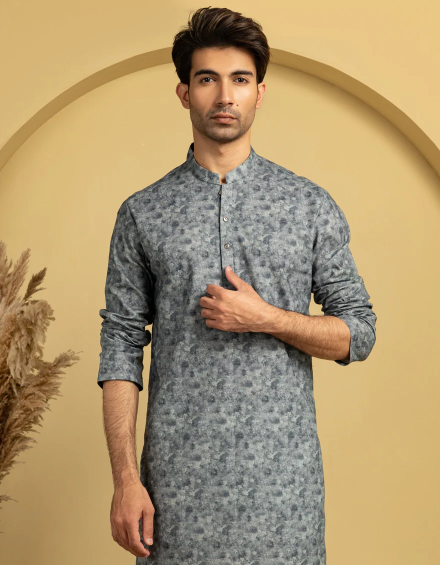 GREY COTTON KURTA | JJK-A-33320/S25/JJ61 - Image 3
