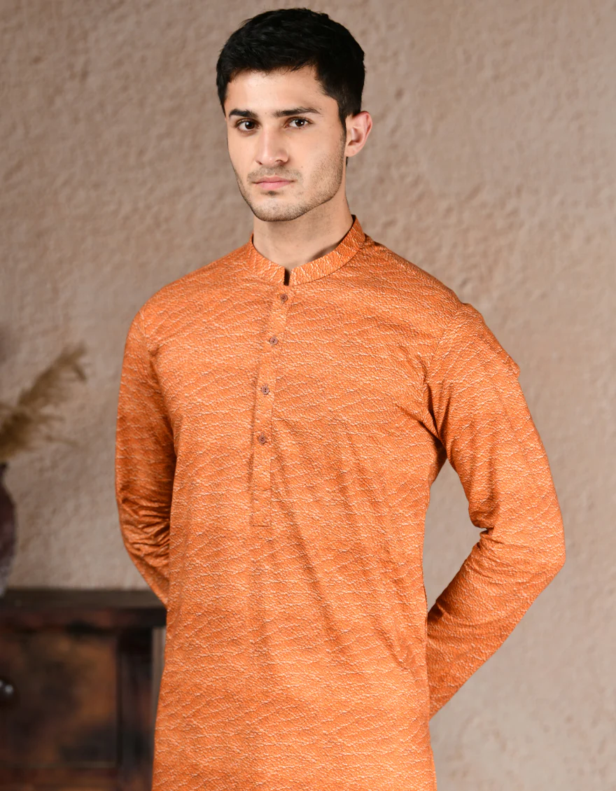 ORANGE COTTON KURTA | JJK-A-33321/S25/JJ6874-PN - Image 2