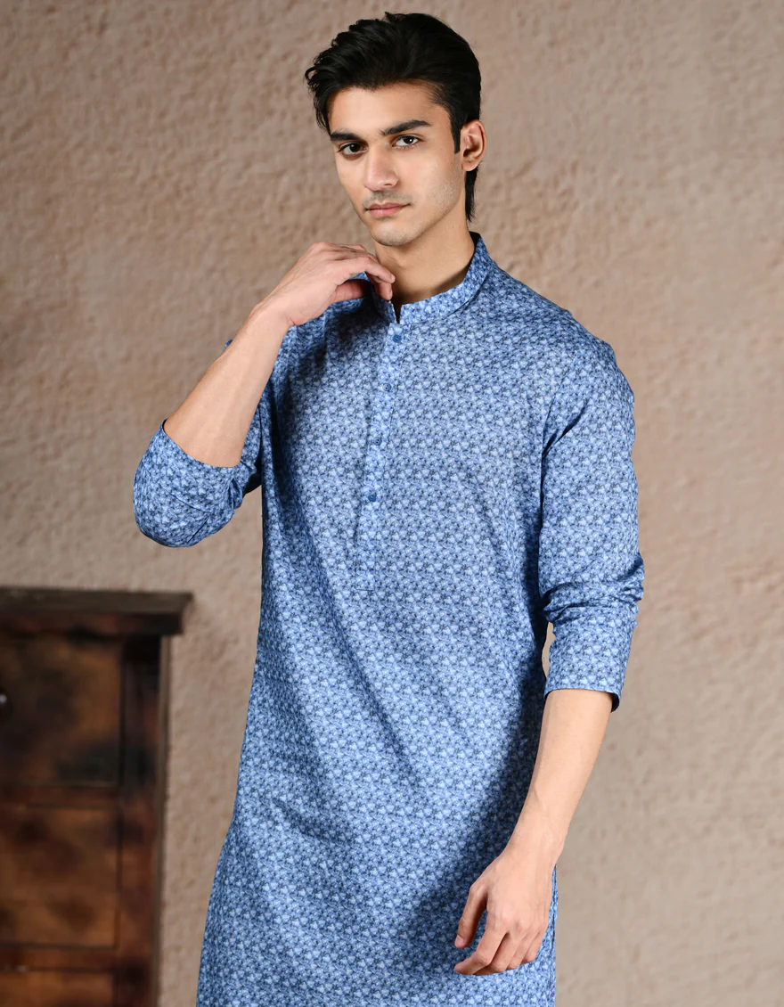LIGHT BLUE COTTON KURTA | JJK-A-33325/S25/JJ8387-PN - Image 2