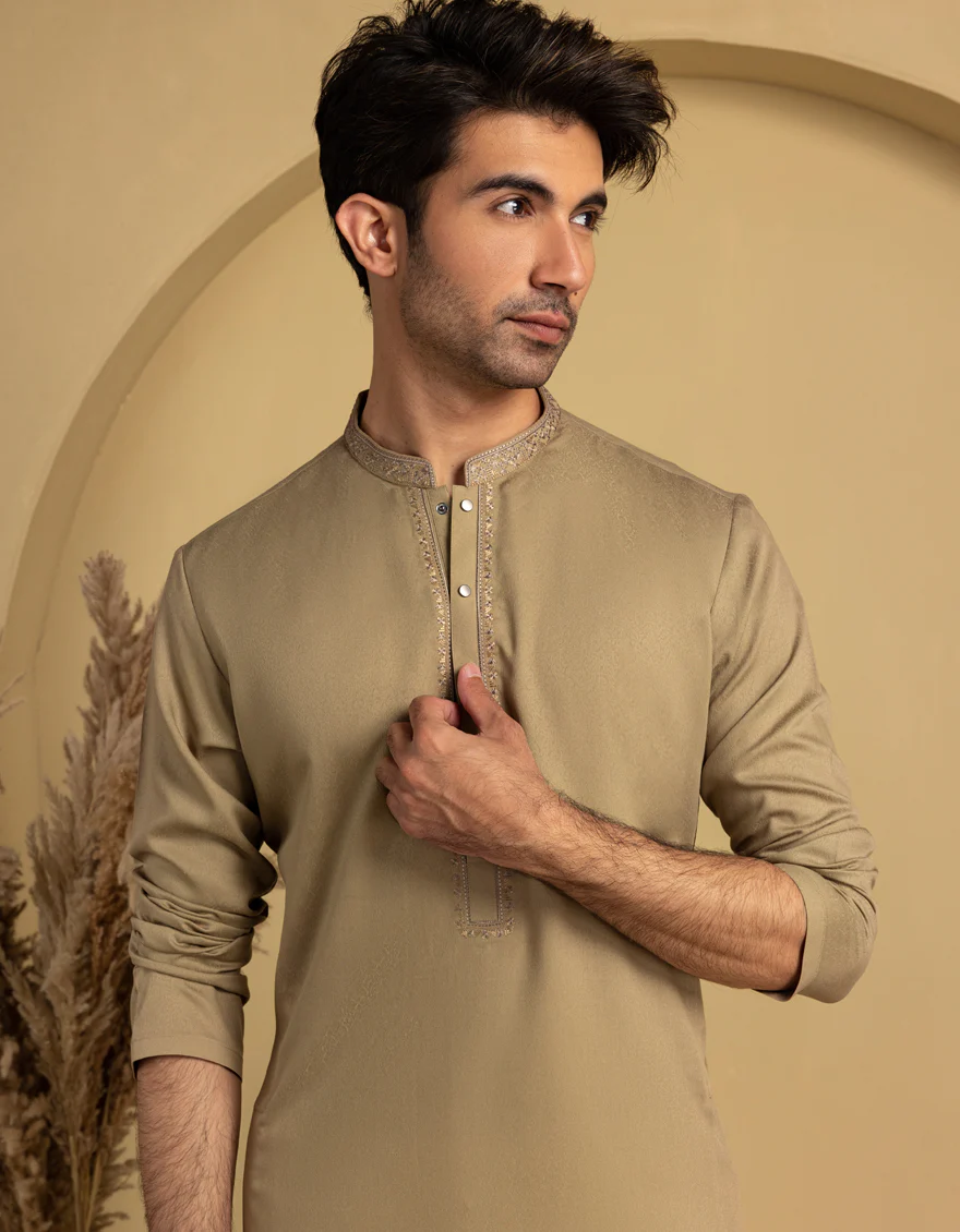 BROWN BLENDED KURTA | JJK-A-33364/S25/JJ9893-SF - Image 3