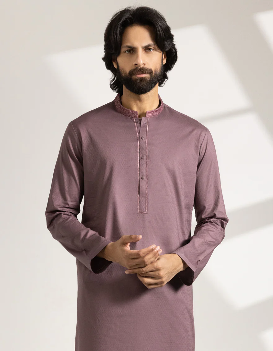 MAUVE COTTON KURTA | JJK-A-33407/S25/JJ9831-SF - Image 3