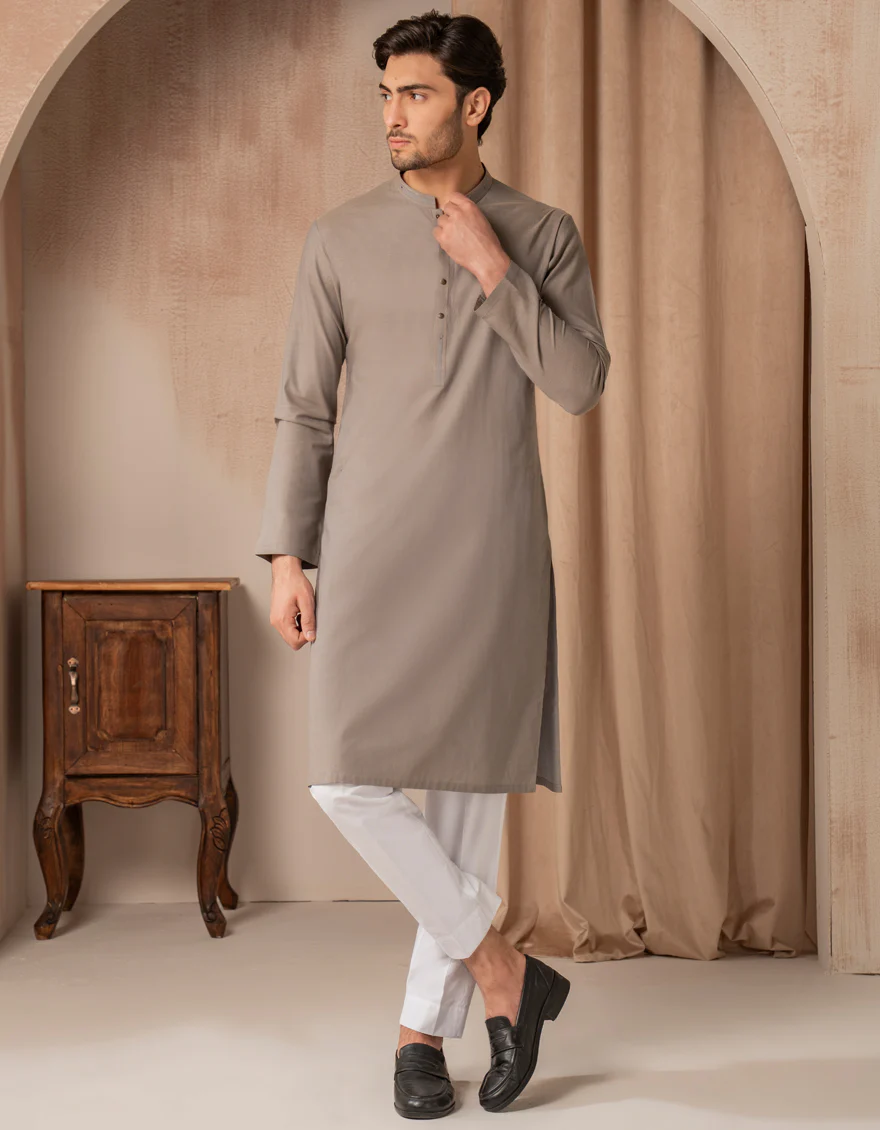 GREY COTTON KURTA | JJK-A-33495/S25/JJ10023-CL - Image 3
