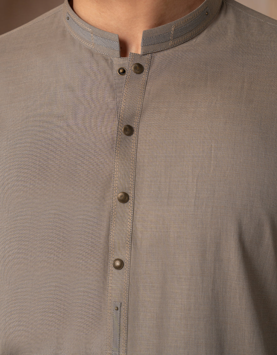 GREY COTTON KURTA | JJK-A-33495/S25/JJ10023-CL - Image 4