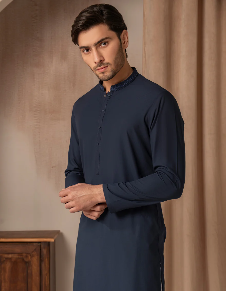 MIDNIGHT BLUE BLENDED KURTA | JJK-A-33499/S25/JJ8729-SF - Image 2