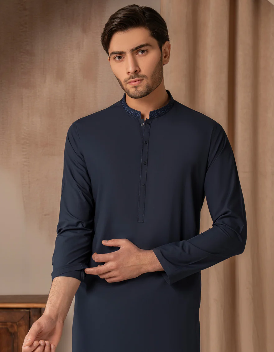 MIDNIGHT BLUE BLENDED KURTA | JJK-A-33499/S25/JJ8729-SF - Image 4