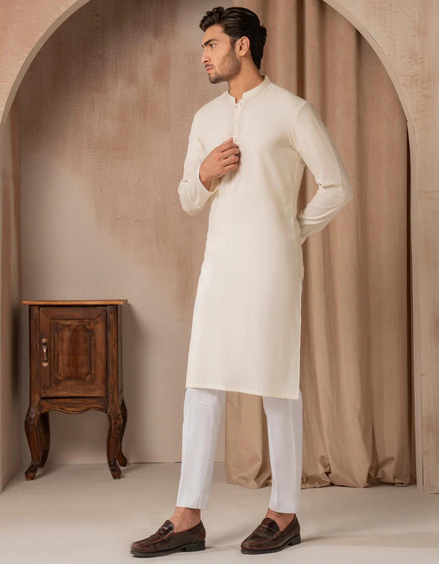 CREAM COTTON KURTA | JJK-A-33500/S25/JJ9225-CL - Image 4