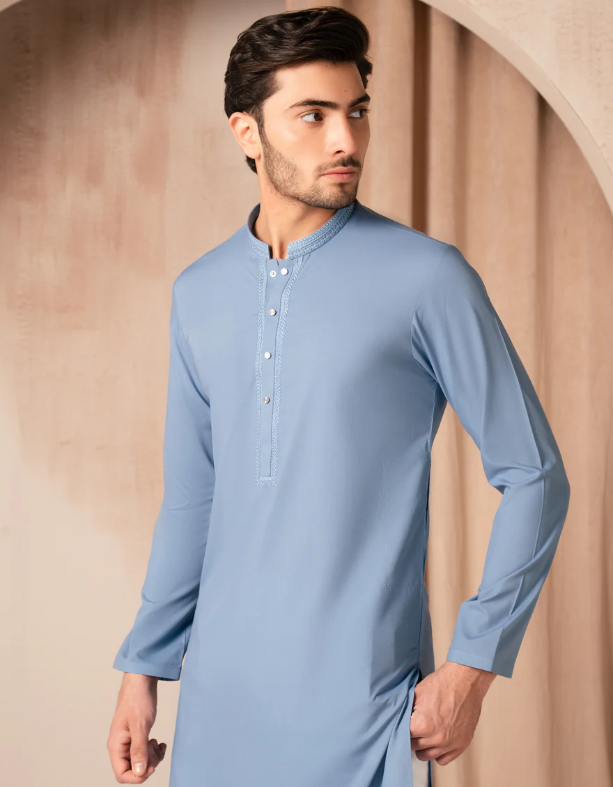 SKY BLUE BLENDED KURTA | JJK-A-33516/S25/JJ9819-SF - Image 2