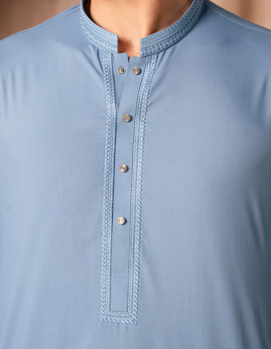 SKY BLUE BLENDED KURTA | JJK-A-33516/S25/JJ9819-SF - Image 3