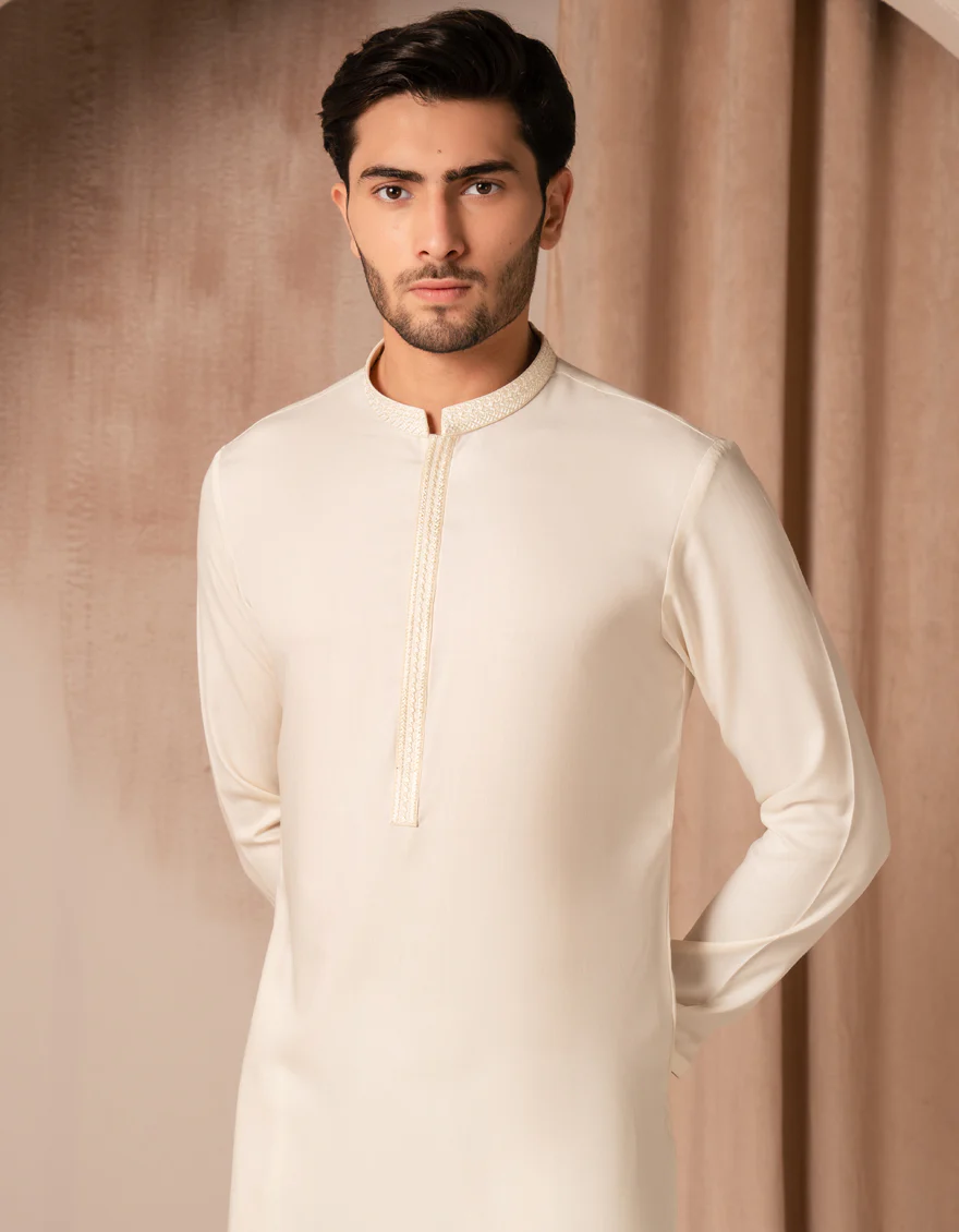 WHITE BLENDED KURTA | JJK-A-33522/S25/JJ9347-SF - Image 2