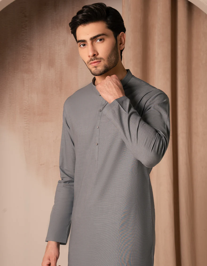 GREY COTTON KURTA | JJK-A-33525/S25/JJ10023-CL - Image 2
