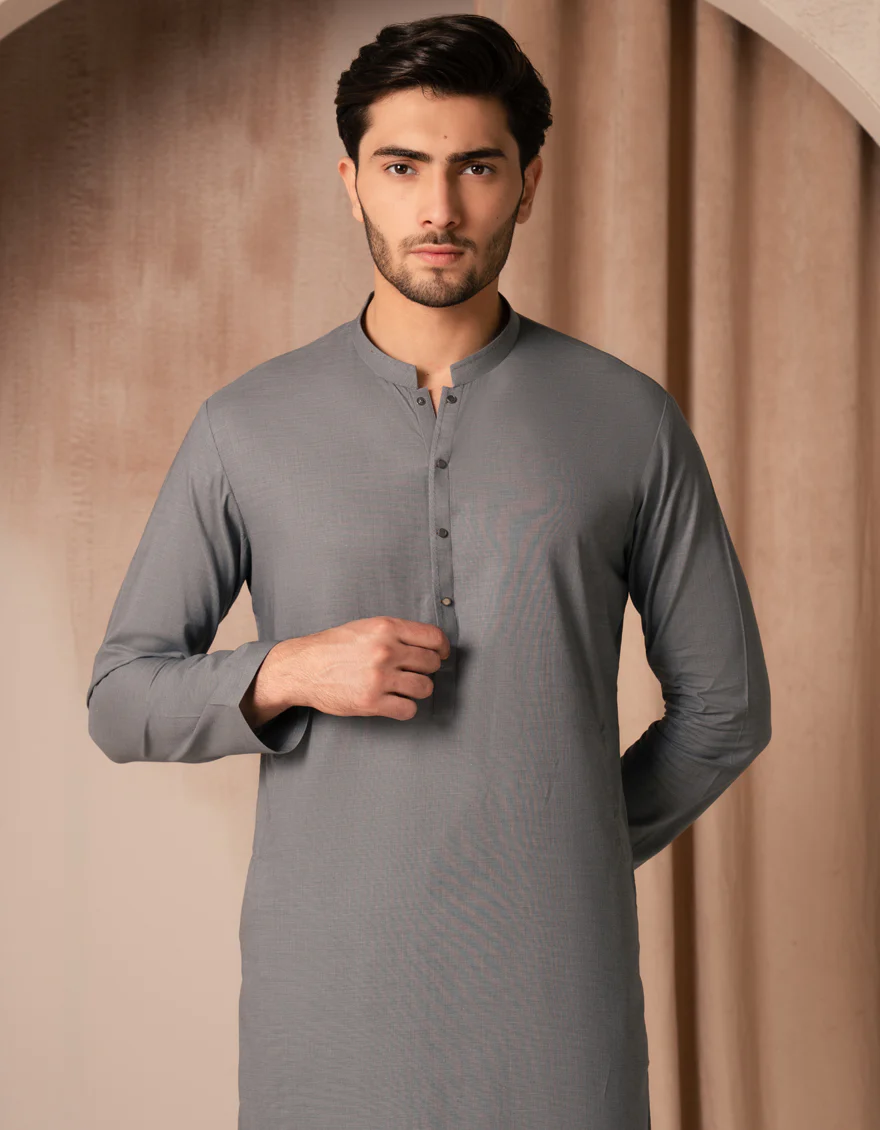 GREY COTTON KURTA | JJK-A-33525/S25/JJ10023-CL - Image 4