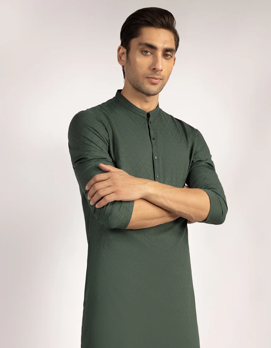 GREEN BLENDED KURTA | JJK-A-33543/S25/JJ9853-SF - Image 2