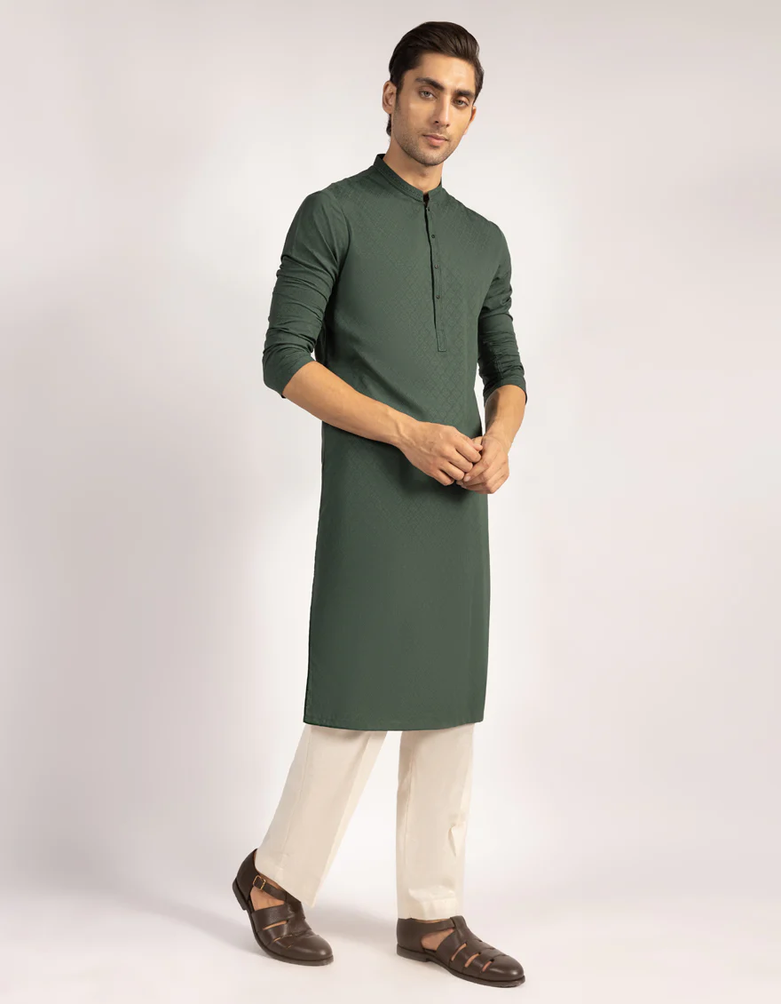 GREEN BLENDED KURTA | JJK-A-33543/S25/JJ9853-SF - Image 4