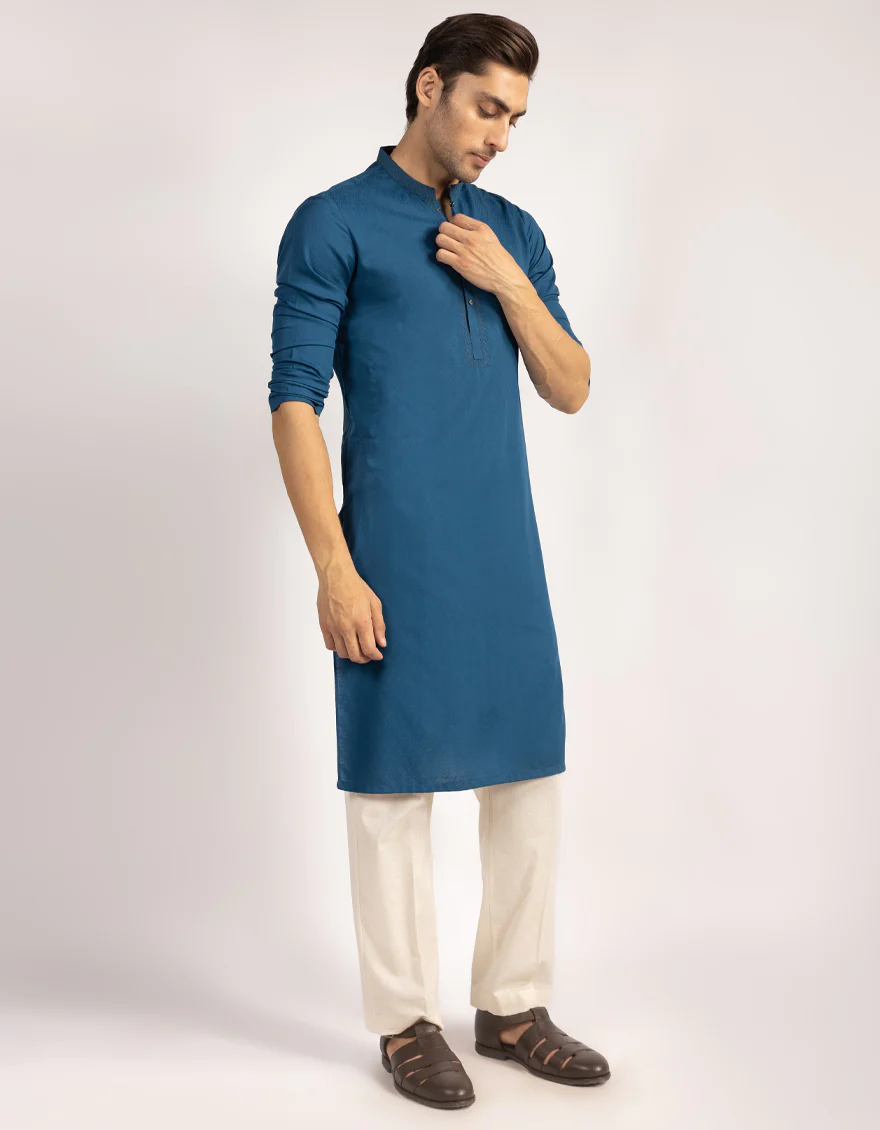BLUE BLENDED KURTA | JJK-A-33550/S25/JJ10511-SF - Image 4