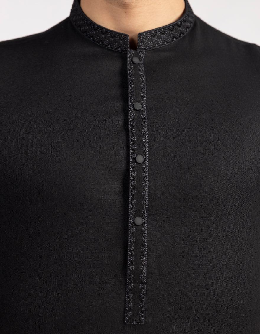 BLACK BLENDED KURTA | JJK-A-33551/S25/JJ9948-SF - Image 3