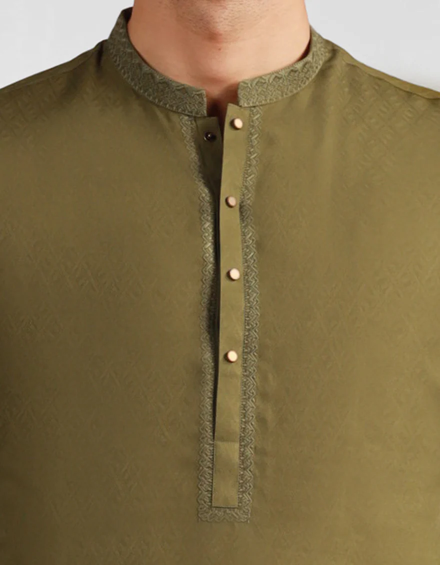 MEHNDI GREEN BLENDED KURTA | JJK-A-33554/S25/JJ10511-SF - Image 3
