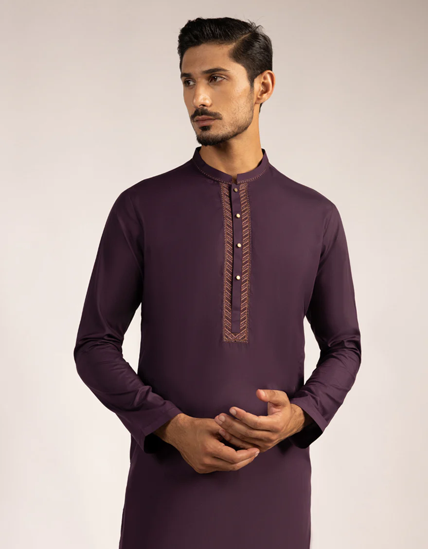 DEEP PURPLE BLENDED KURTA | JJK-A-33594/S25/JJ1014-SF - Image 2