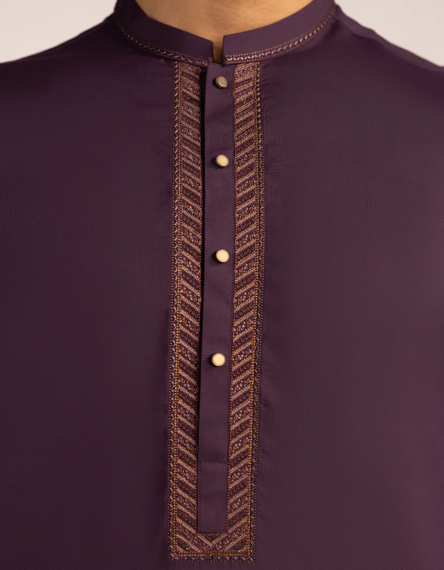 DEEP PURPLE BLENDED KURTA | JJK-A-33594/S25/JJ1014-SF - Image 3